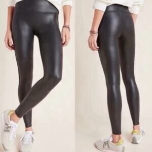 SPANX Black Vegan Leather Leggings Jeggings Women's Size XL